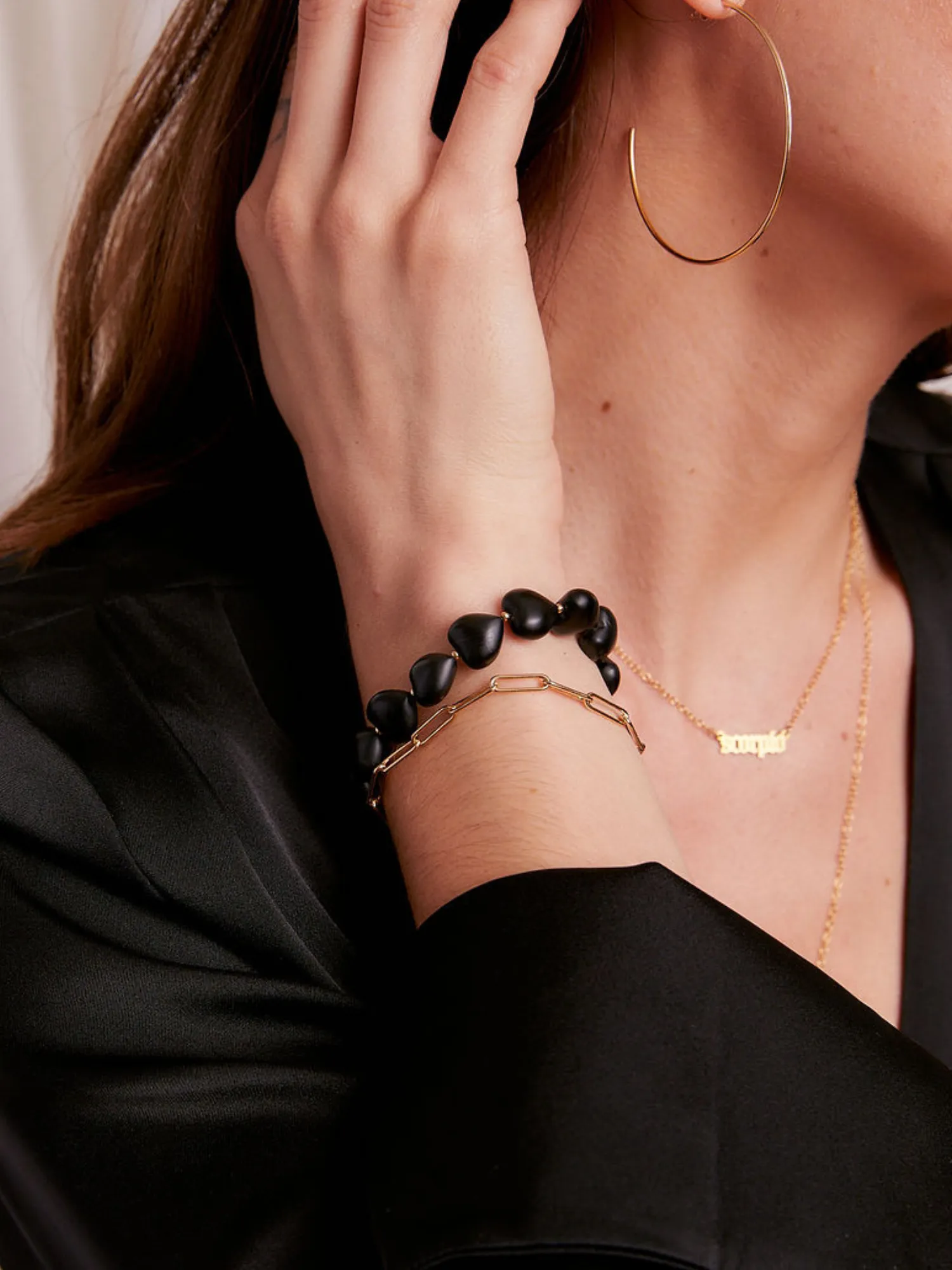 Stevie Black Onyx Stretch Bracelet