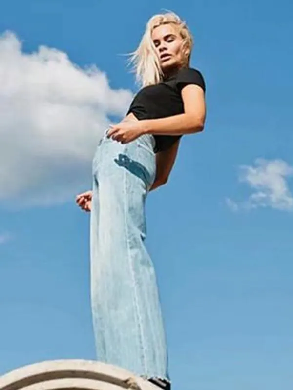 Sweet Waist Wide Legs Jeans Pants Bottoms