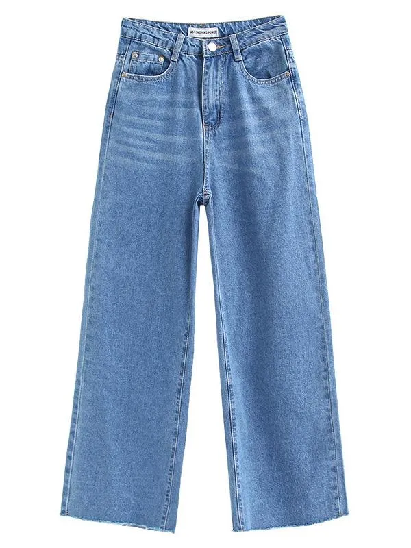 Sweet Waist Wide Legs Jeans Pants Bottoms