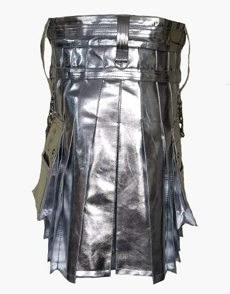 UTILITY KILT IN METALLIC SILVER