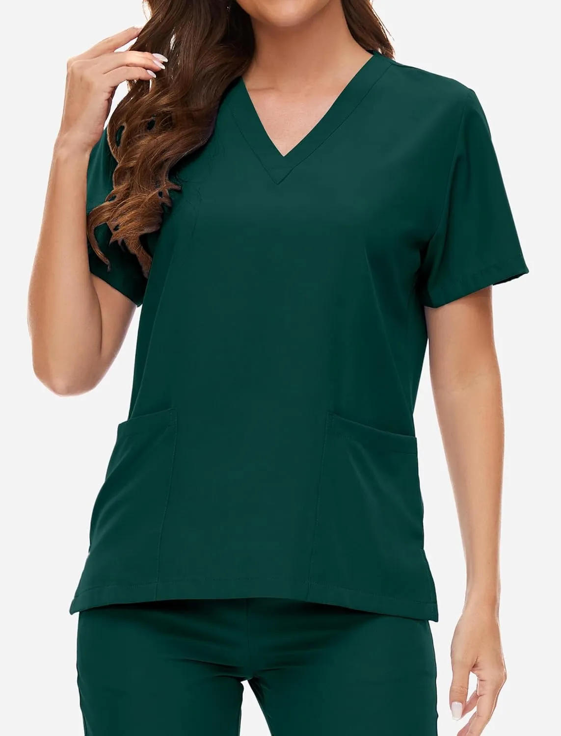 VIAOLI Scrubs for Women Set V-Neck Pocket Top & Drawstring Jogger Scrub Pants Stretch Nursing Scrubs Set Uniform