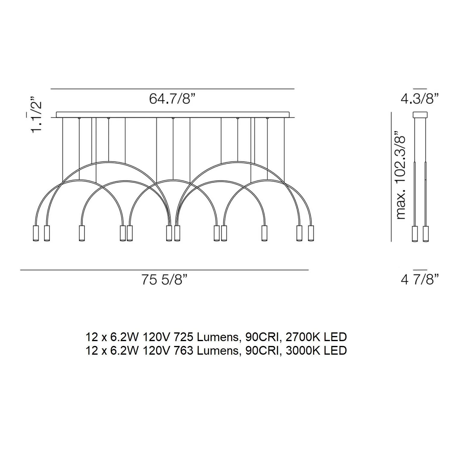 Volta L165.3D2T Linear Pendant Light