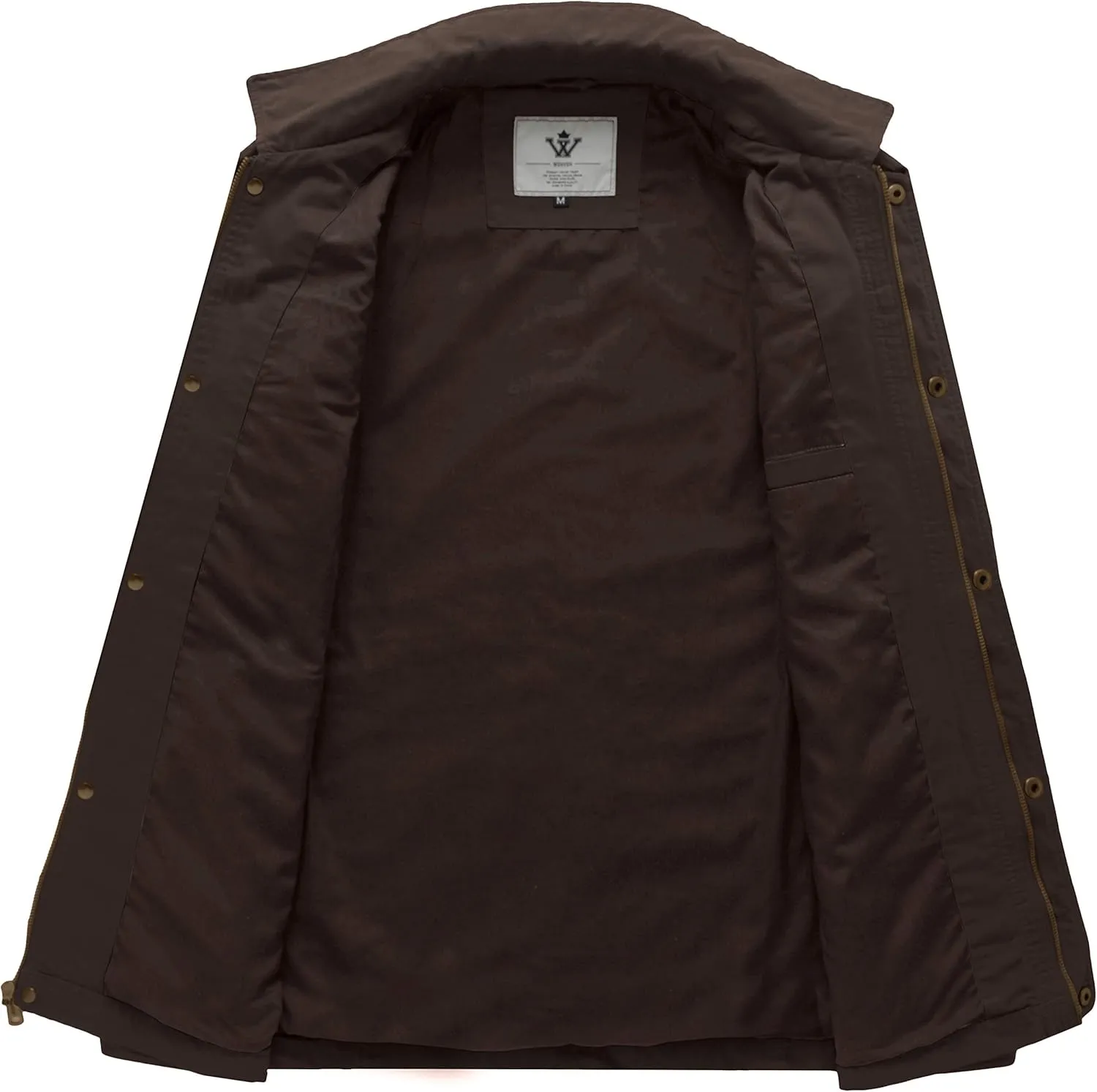 WenVen Men's Casual Canvas Cotton Military Lapel Jacket