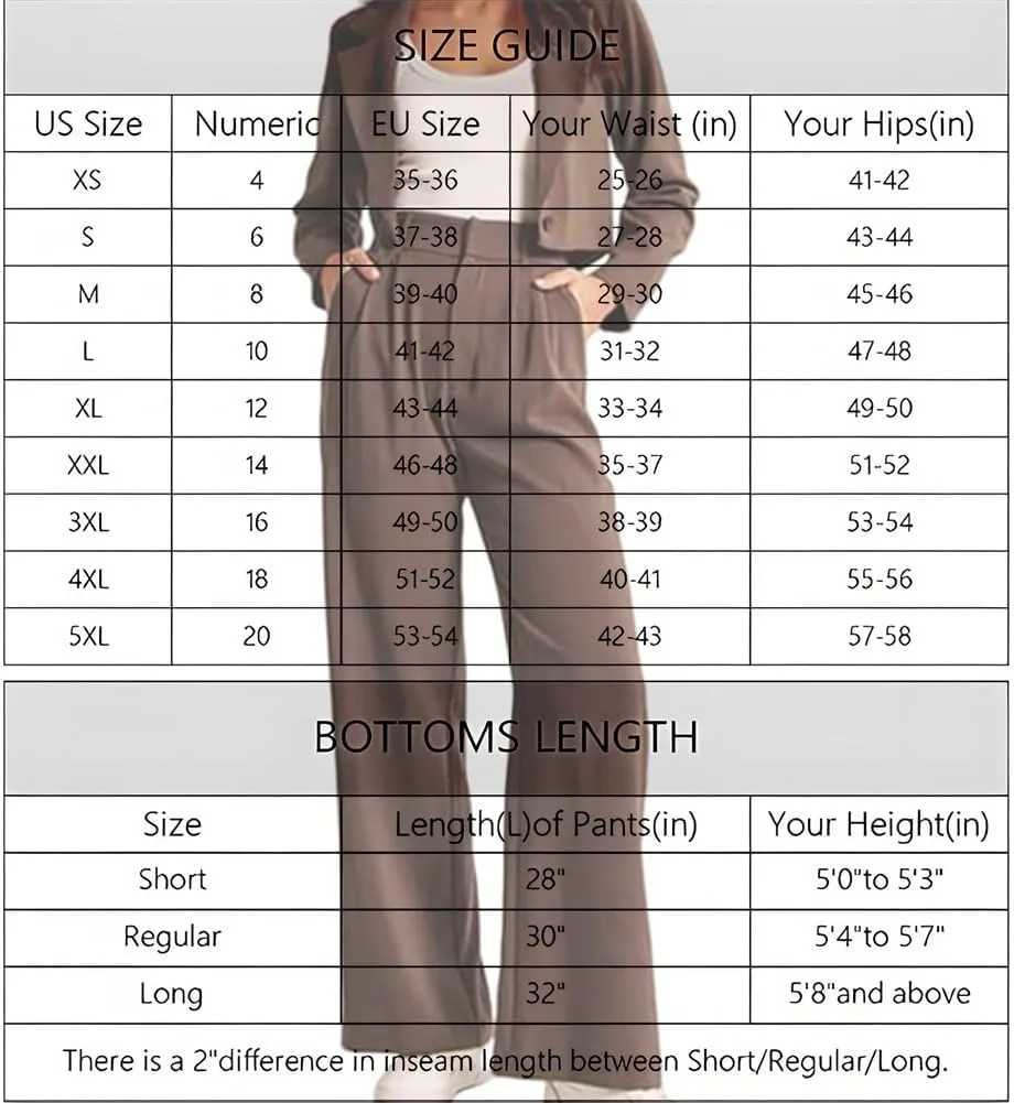 Wide Leg Tailored Pants Casual High Waist Suit Pants with Pockets Button Down Business Work Office Trousers