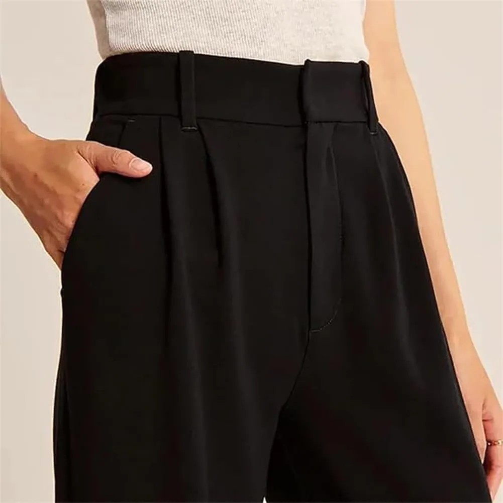 Wide Leg Tailored Pants Casual High Waist Suit Pants with Pockets Button Down Business Work Office Trousers