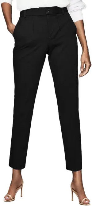 Womens Dress Pants High Stretch Straight Leg Black Pants for Work Business Casual with Pockets Medium