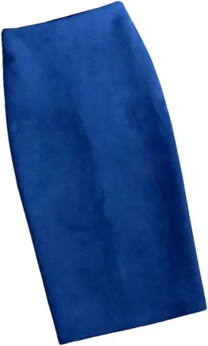 Women's Sexy Pencil Skirt Solid Color High Waist Suede Skinny Back Slit Office Tight Skirt