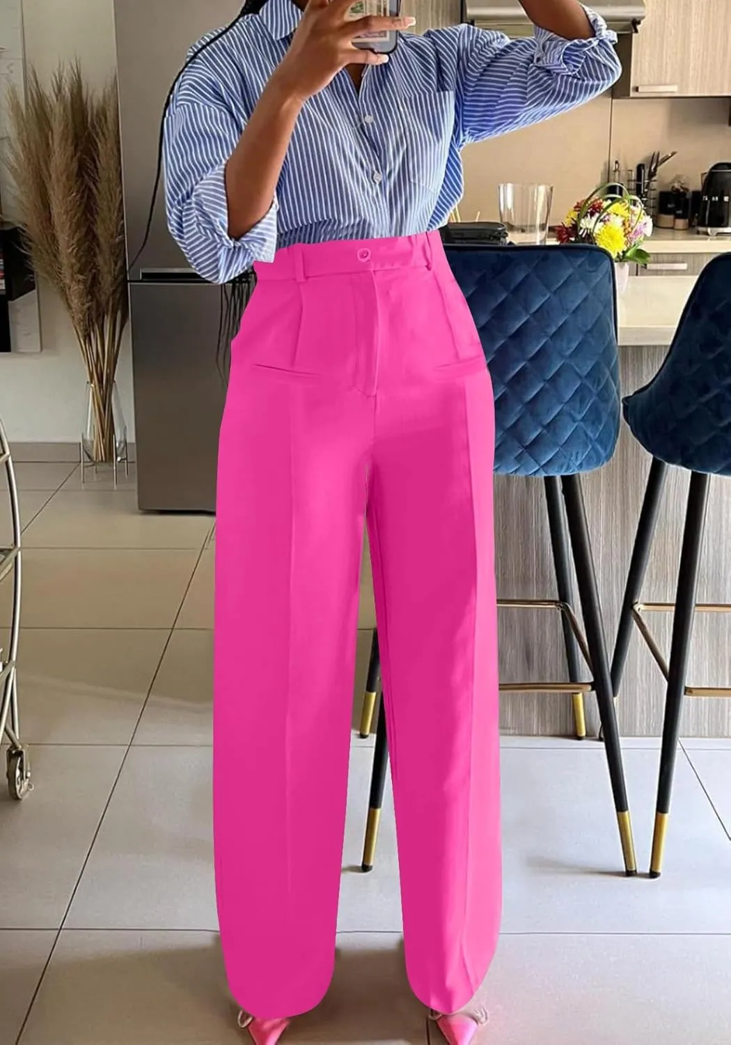 YOOTIKO Womens Wide Leg Dress Pants High Waisted Straight Leg Slacks Business Casual Work Trousers