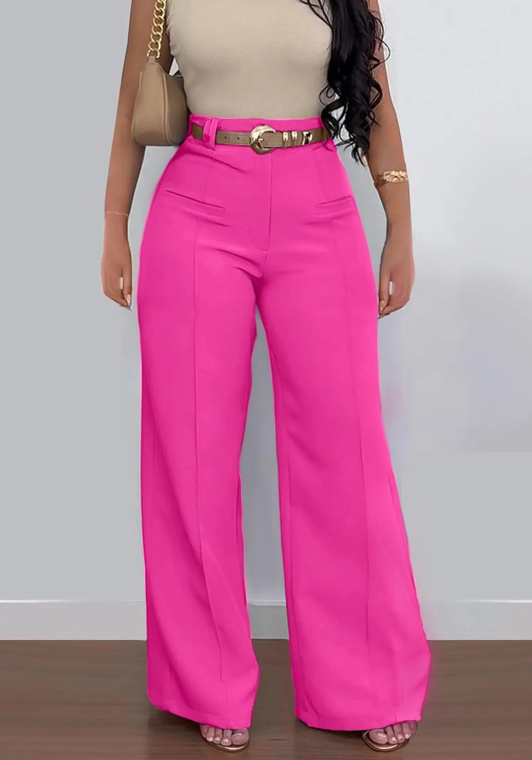 YOOTIKO Womens Wide Leg Dress Pants High Waisted Straight Leg Slacks Business Casual Work Trousers